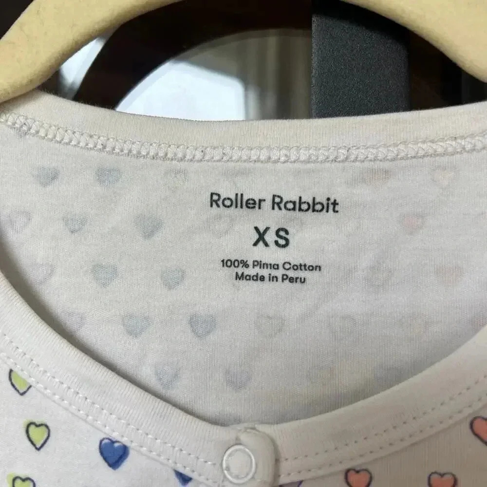 Roller Rabbit Pajamas Disco Rainbow Hearts long sleeve Henley button down top - Picture 8 of 8
